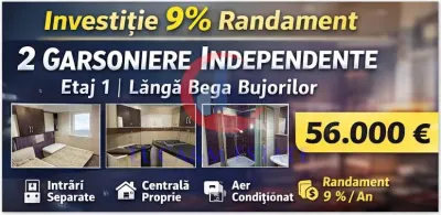 Investitie sigura , 2 garsoniere independente ,Etaj 1  langa Bega Bujorilor - Timisoara