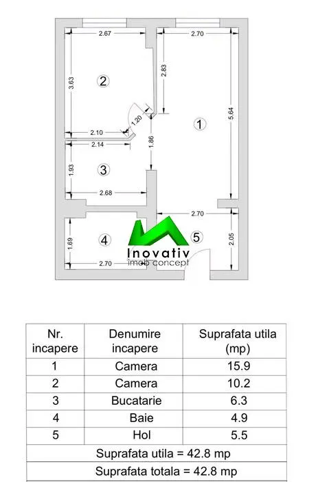 Apartament de Vanzare 2 camere Sibiu Stefan Cel Mare - foto 6