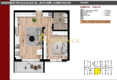 Vand apartament cu 2 camere tip studio I Metrou I 83000 ! - foto 8